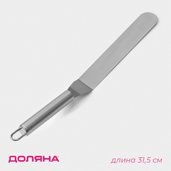 Кондитерская лопатка - палетка изогнутая Доляна, 31.5×3 см, рабочая часть 16.7 см, серебристая - Фото 1