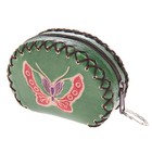 Брелок кошелёк кожзам "Цветок" зелёный 4х7х10 см - Фото 1