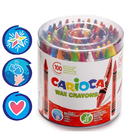 Мелки восковые 24 цвета 100 штук, Carioca Wax Crayons, яркие, смываемые, диаметр 8 мм, для детских садов, в пластиковом боксе - Фото 1