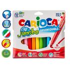 Фломастеры 12 цветов, Carioca "Jumbo", утолщенные 5,0 мм, смываемые, увеличенный ресурс, суперяркие, картон, европодвес - фото 10302372