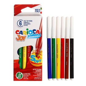 Фломастеры 6 цветов Carioca "Joy", 2.6 мм, смываемые, увеличенный ресурс, суперяркие, европодвес