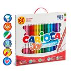 Фломастеры 36 цветов 60 штук, Carioca "Joy", тонкий наконечник, стойкие, легко смываемые и нетоксичные чернила, макси упаковка, картонный пенал - фото 3727457