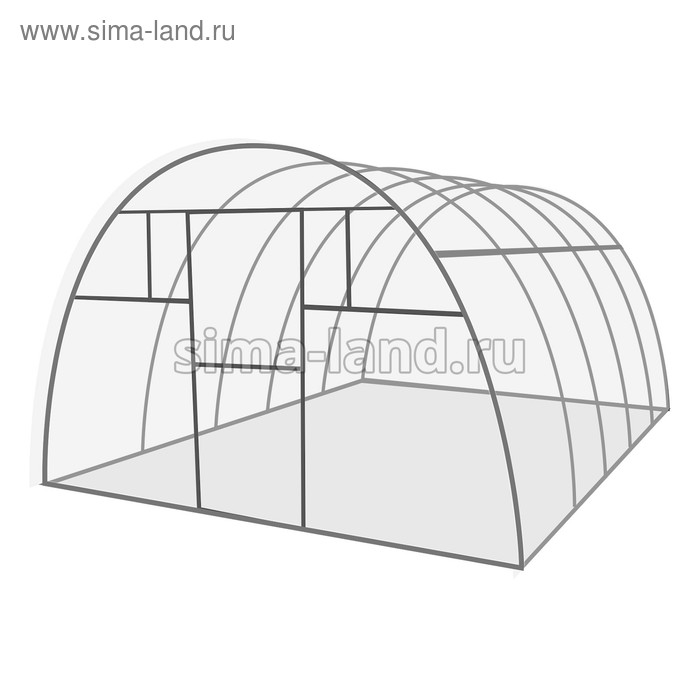 Теплица (каркас) «Комфорт», 6 × 3 × 2,1 м, оцинкованная сталь, профиль 20 × 20 мм, шаг дуги 1 м, без поликарбоната