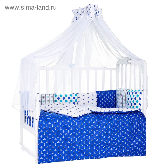Комплект в кроватку Ancora Turchese, 7 предметов, цвет синий/бирюзовый - Фото 1