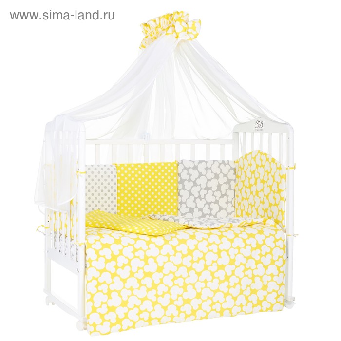 Комплект в кроватку Fiocco Giallo, 7 предметов, цвет жёлтый/серый - Фото 1
