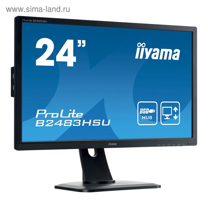 Монитор Iiyama 24" B2483HSU-B1DP TN 2ms 16:9 DVI HAS Pivot 170/160 1920x1080 D-Sub DP USB - Фото 1