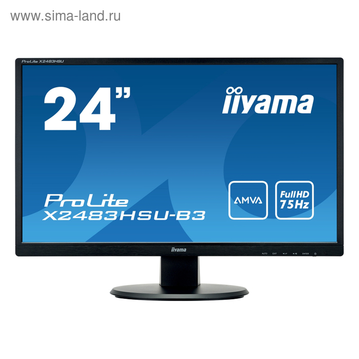 Монитор Iiyama 24" X2483HSU-B3 AMVA LED 4ms 16:9 HDMI 250cd 178/178 1920x1080 D-Sub DP USB - Фото 1