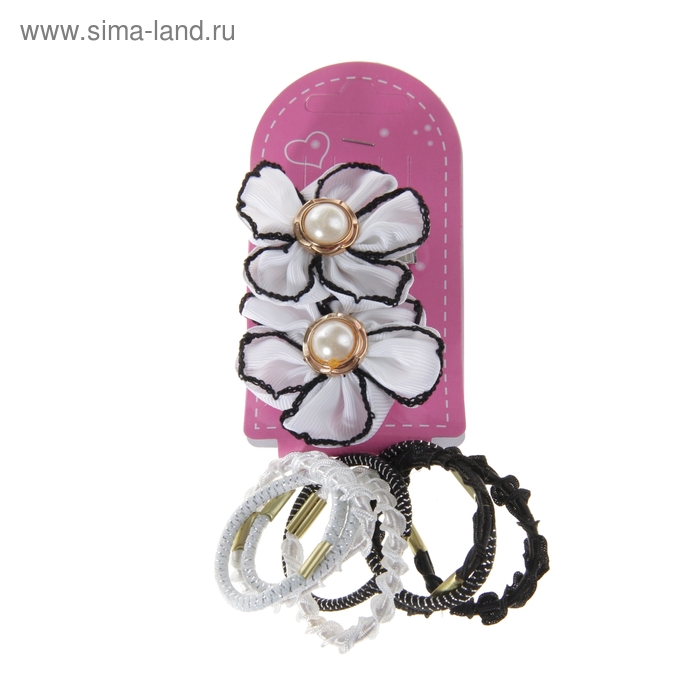 набор для волос "Карапулька" (2 зажима, 8 резинок) ромашка микс - Фото 1