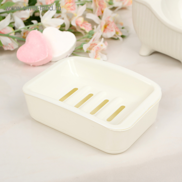 Мыльница пластиковая, 13×9×4 см, цвет белый - Фото 1