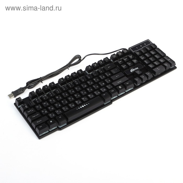 Клавиатура Ritmix RKB-200, игровая, проводная, подсветка, 112 клавиш, USB, чёрная - Фото 1