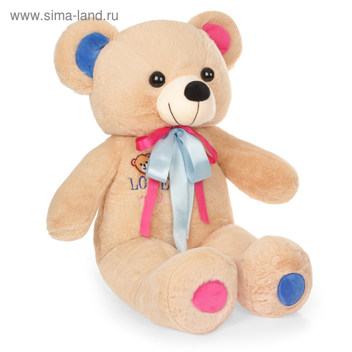 Мягкая игрушка "Медведь с атласным бантом и вышивкой на груди" - Фото 1