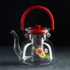 Чайник стеклянный заварочный с металлическим ситом «Цветочная фантазия», 1,4 л - фото 20791981