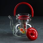 Чайник стеклянный заварочный с металлическим ситом «Цветочная фантазия», 1,4 л - Фото 2
