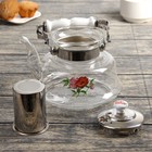 Чайник стеклянный заварочный «Мари», 1,2 л, 18,5×16×12,5 см, металлическое сито - фото 24348971