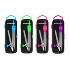 Циркуль металлический ErichKrause School, 123 мм + карандаш, максимальный радиус 18.5 см, в футляре, МИКС - Фото 2