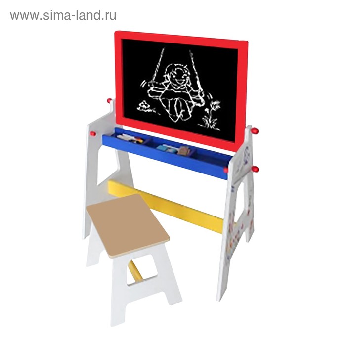 Детская игровая мебель "Стол-доска 2 в 1", для рисования мелом, со стульчиком - Фото 1