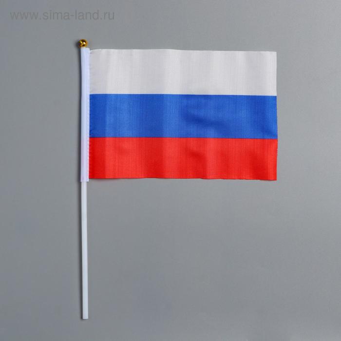 Флаг России, 14 х 21 см, шток 30 см, полиэфирный шёлк - Фото 1