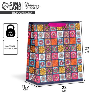 Пакет подарочный ламинированный, упаковка, «Мозаика», ML 23×27×11.5 см