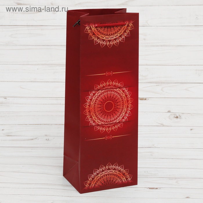 Пакет ламинированный вертикальный под бутылку «Золотое солнце», 13 × 36 × 10 см - Фото 1