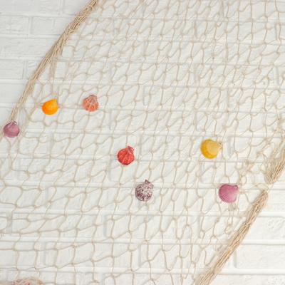 Декоративная сетка настенная «Белая с ракушками и буйками», 110×150 см