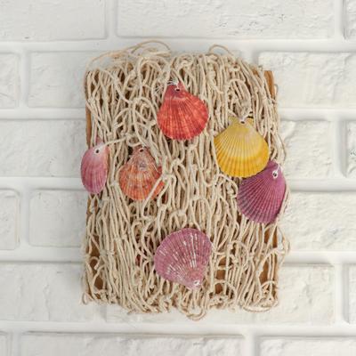 Декоративная сетка настенная «Белая с ракушками и буйками», 110×150 см