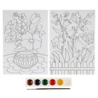 Игра для раскрашивания Artberry Flowers Coloring Set, акварельные краски 6 цветов + 2 контурных шаблона - Фото 2