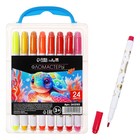 Фломастеры 24 цвета "Мышка", в пластиковом пенале с ручкой, вентилируемый колпачок - фото 10302679