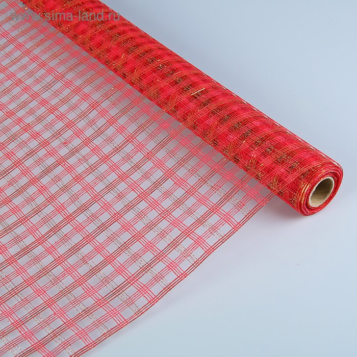 Сетка «Поло» натуральная металлизированная, BOZA, красный, 0,53 x 4,57 м - Фото 1