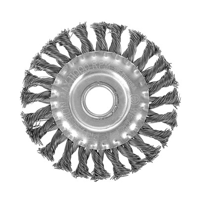 УЦЕНКА Щетка метал. для УШМ ТУНДРА, крученая проволока, плоская, 22 мм, 125 мм