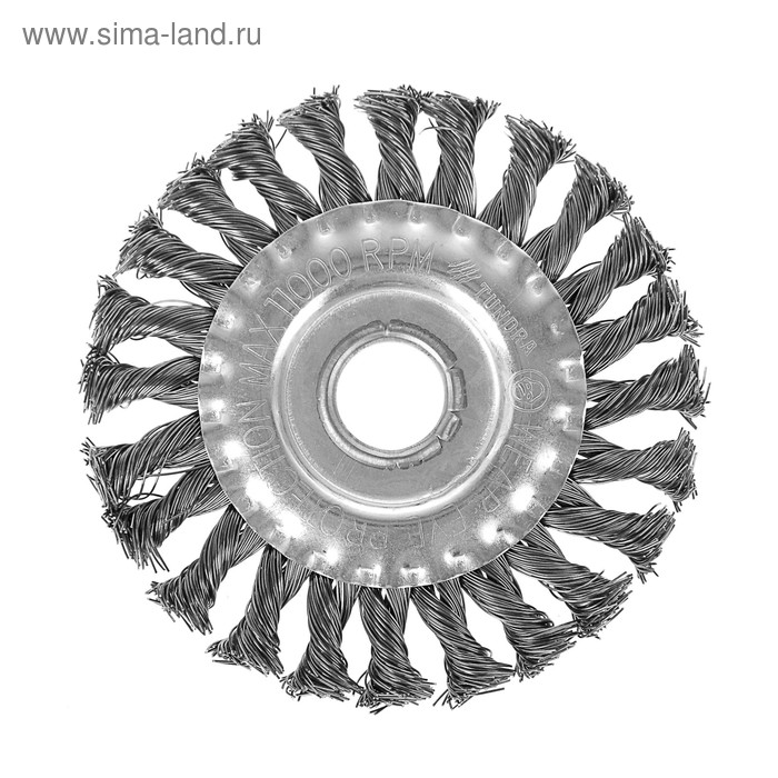 УЦЕНКА Щетка метал. для УШМ ТУНДРА, крученая проволока, плоская, 22 мм, 125 мм - Фото 1