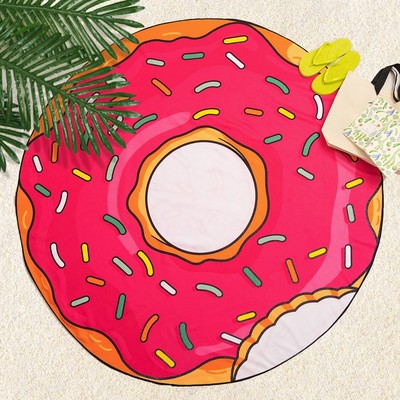 Полотенце пляжное круглое Этель "Пончик",  размер 150х150 см, цвет розовый УЦЕНКА