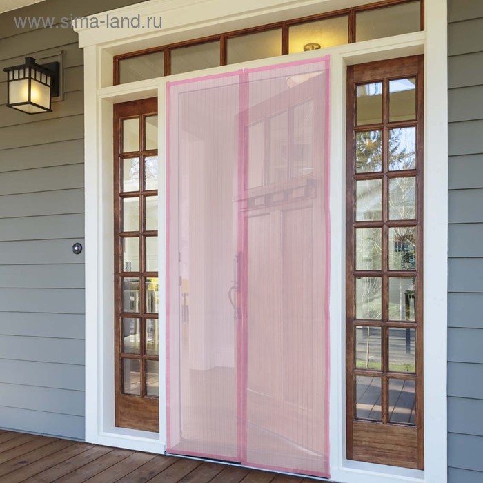 Сетка антимоскитная на магнитной ленте Доляна, 90×210 см, цвет розовый - Фото 1