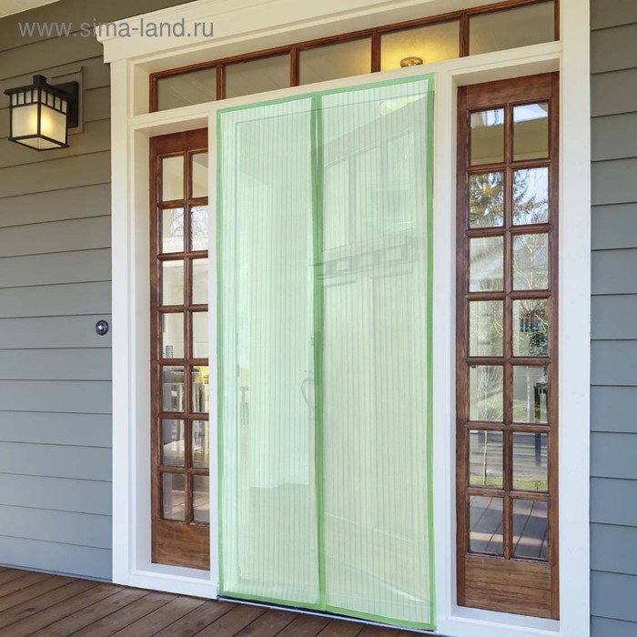 Сетка антимоскитная на магнитной ленте100x210 см, цвет зеленый - Фото 1