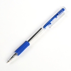 Ручка шариковая авт 0,5мм корпус прозрачный с резиновым держателем стержень синий - Фото 1