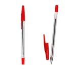 Ручка шариковая, 0.5 мм, стержень красный, корпус прозрачный, рифлёный держатель - фото 10302729