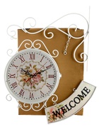 Часы настенные двусторонние, на подвесе "WELCOME", d-23 см, 47 х 31 см, 2хАА, белые 2839878 - фото 16556998