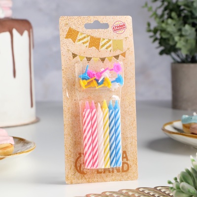 Свечи в торт «Спираль», 6.5×0.5 см, 12 шт.