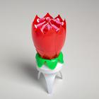 Свеча для торта музыкальная "Тюльпан", крутящаяся, красная, 14,5×6 см - фото 8546819