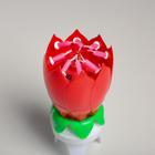 Свеча для торта музыкальная "Тюльпан", крутящаяся, красная, 14,5×6 см - фото 8890806