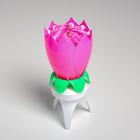 Свеча для торта музыкальная "Тюльпан", крутящаяся, розовая, 14,5×6 см - фото 9405921