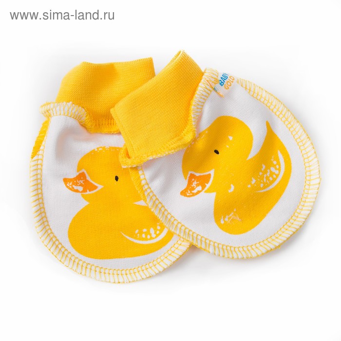 Царапки детские, цвет белый, принт жёлтые утки У- ЦП-029.1 - Фото 1