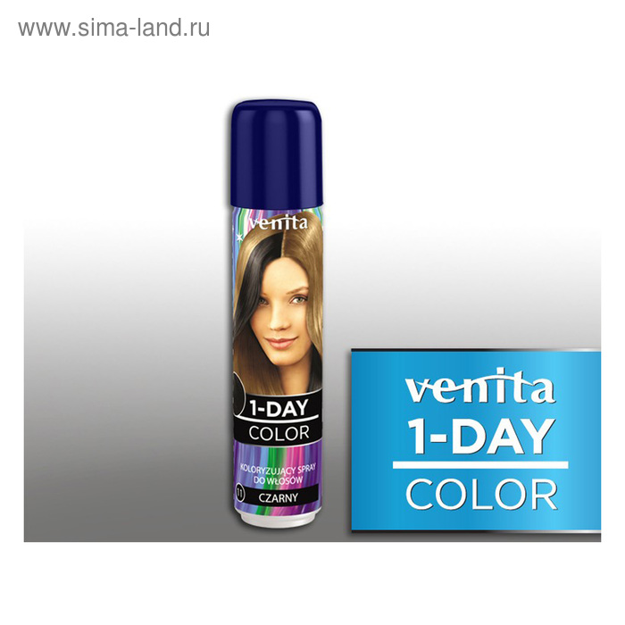 Оттеночный спрей для волос 1-day color, 11 черный, 50 мл - Фото 1