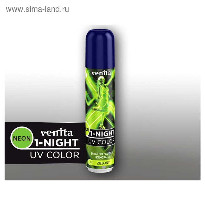 Оттеночный спрей для волос 1-night neon color, 3 green, 50 мл - Фото 1