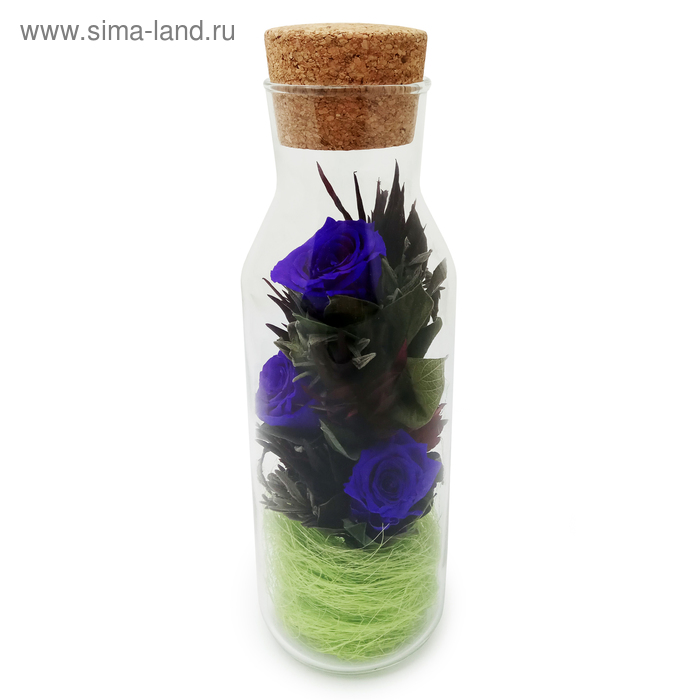 Композиция в вазе "Графин", розы лиловые, 9 х 9 х 28 см - Фото 1