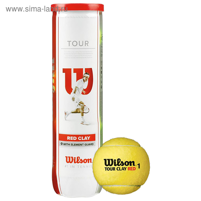 Мяч теннисный WILSON Tour Clay Red, арт. WRT110800,TF и USTA 4 шт - Фото 1