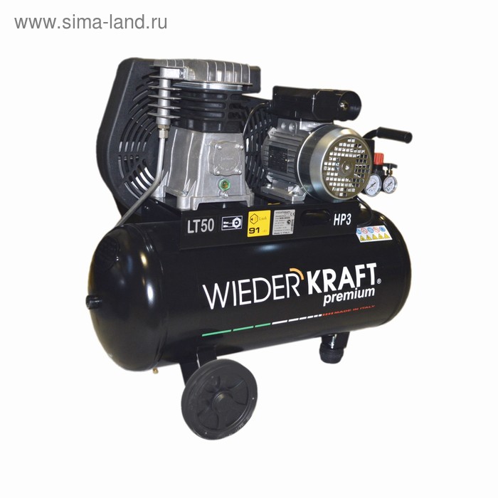 Компрессор WIEDERKRAFT WDK-90532, двухцилиндровый, ременной, 50 л, 320 л/мин, 10 бар - Фото 1