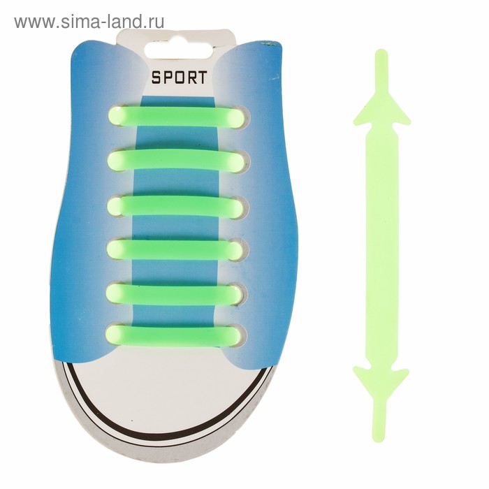 Резиновые шнурки, набор 6 шт., цвет салатовый - Фото 1