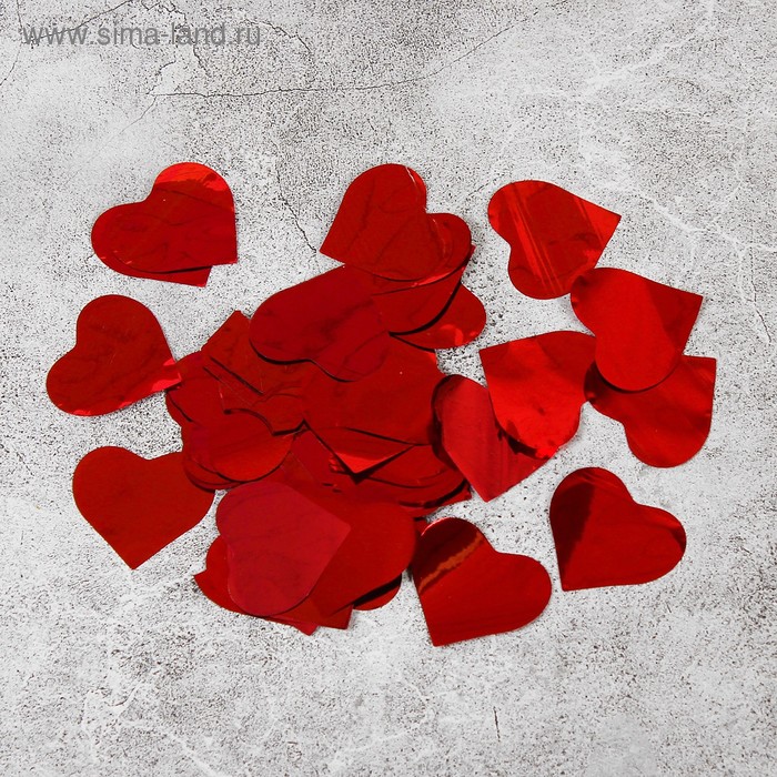 Наполнитель для шара "Конфетти сердце" 3 см, фольга, цвет красный, 500г - Фото 1