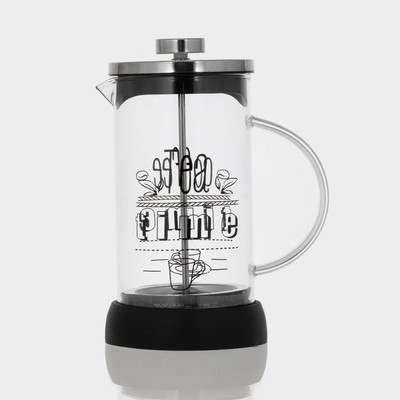 Заварочный чайник френч-пресс «Келли», 600 мл, стекло, чёрный, рисунок МИКС