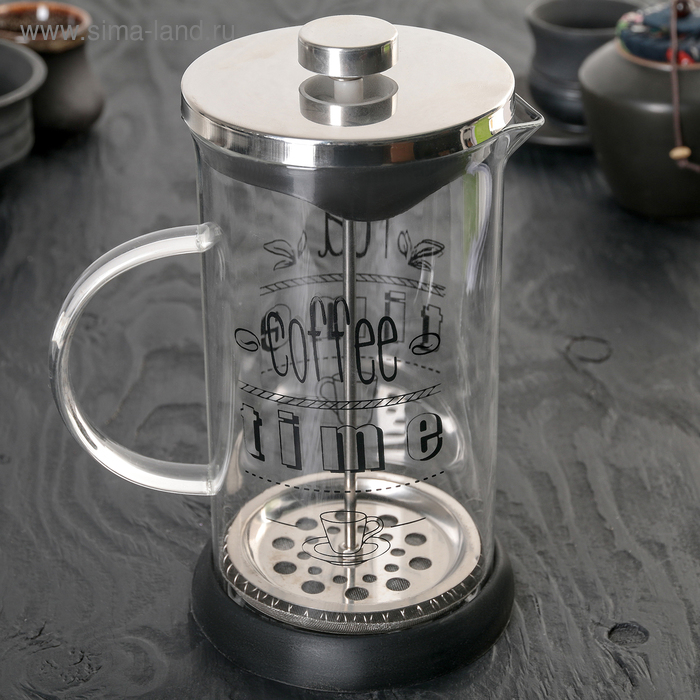 Чайник заварочный френч - пресс «Келли», 1 л, цвет чёрный, рисунок МИКС - Фото 1